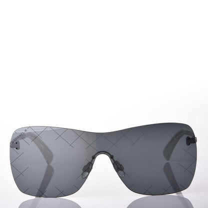 Chanel Shield Runway Sunglasses 4215 Silver Blue Mirror 2 of 10
