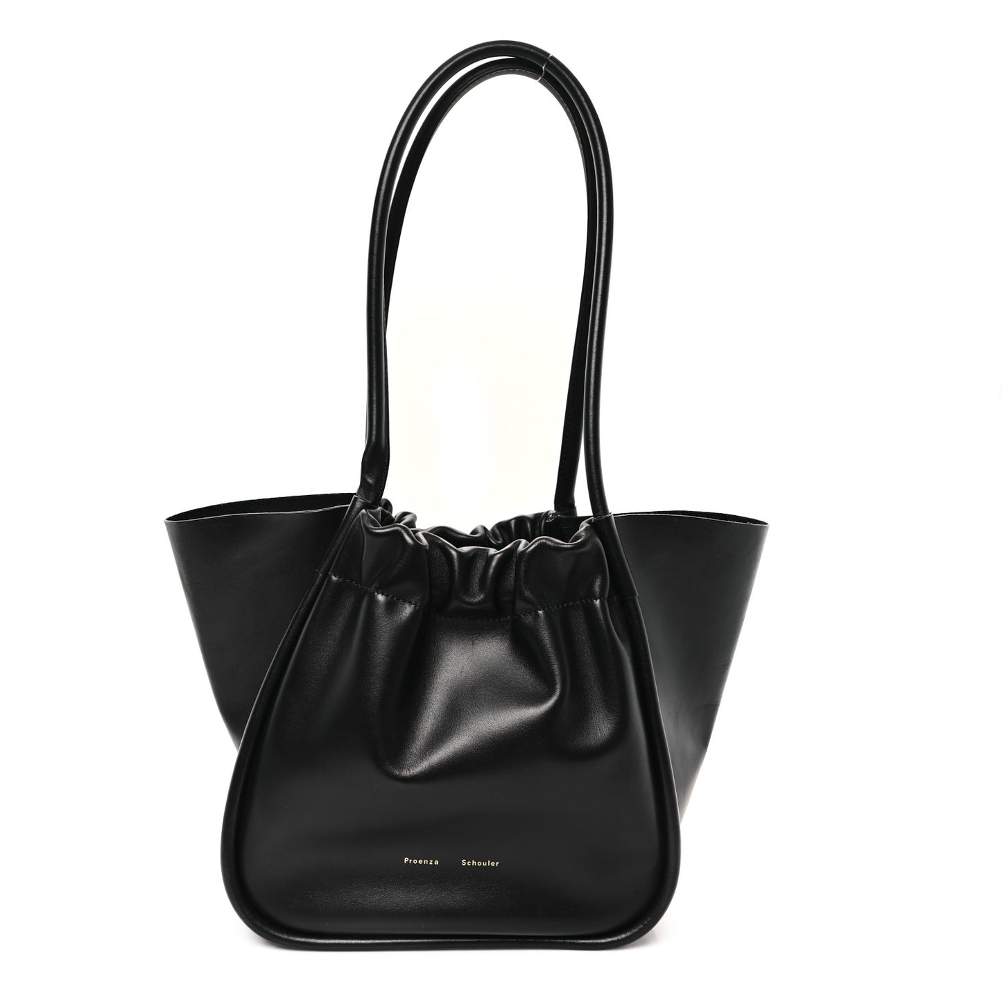 Calfskin Large Ruched Tote Black