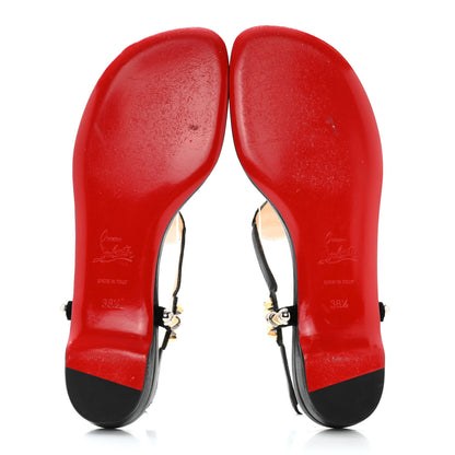Christian Louboutin Nappa Studded Kaleitop T-Strap Sandals 38.5 Black 5 of 7
