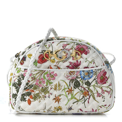 Gucci Canvas Flora Floral Trapuntata Small Zumi Dome Shoulder Bag White 2 of 21