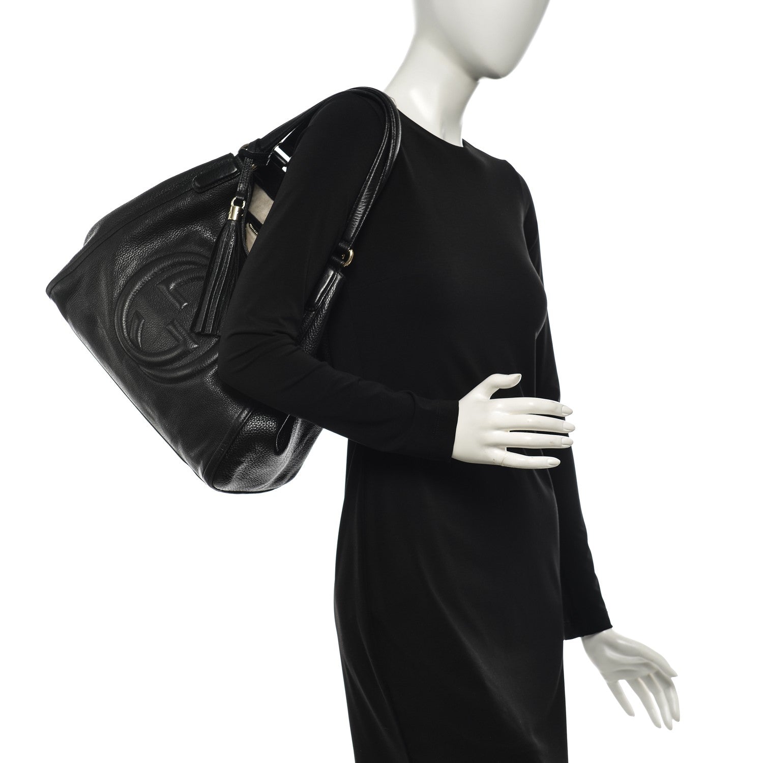 Gucci Pebbled Calfskin Medium Soho Shoulder Bag Black 2 of 11