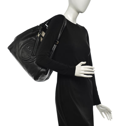 Gucci Pebbled Calfskin Medium Soho Shoulder Bag Black 2 of 11
