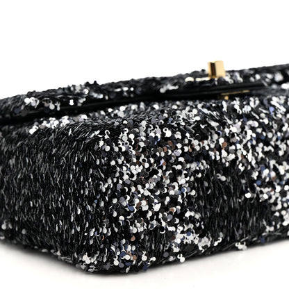 Chanel Sequin Quilted Small Single Flap Black White Grey 9 of 11