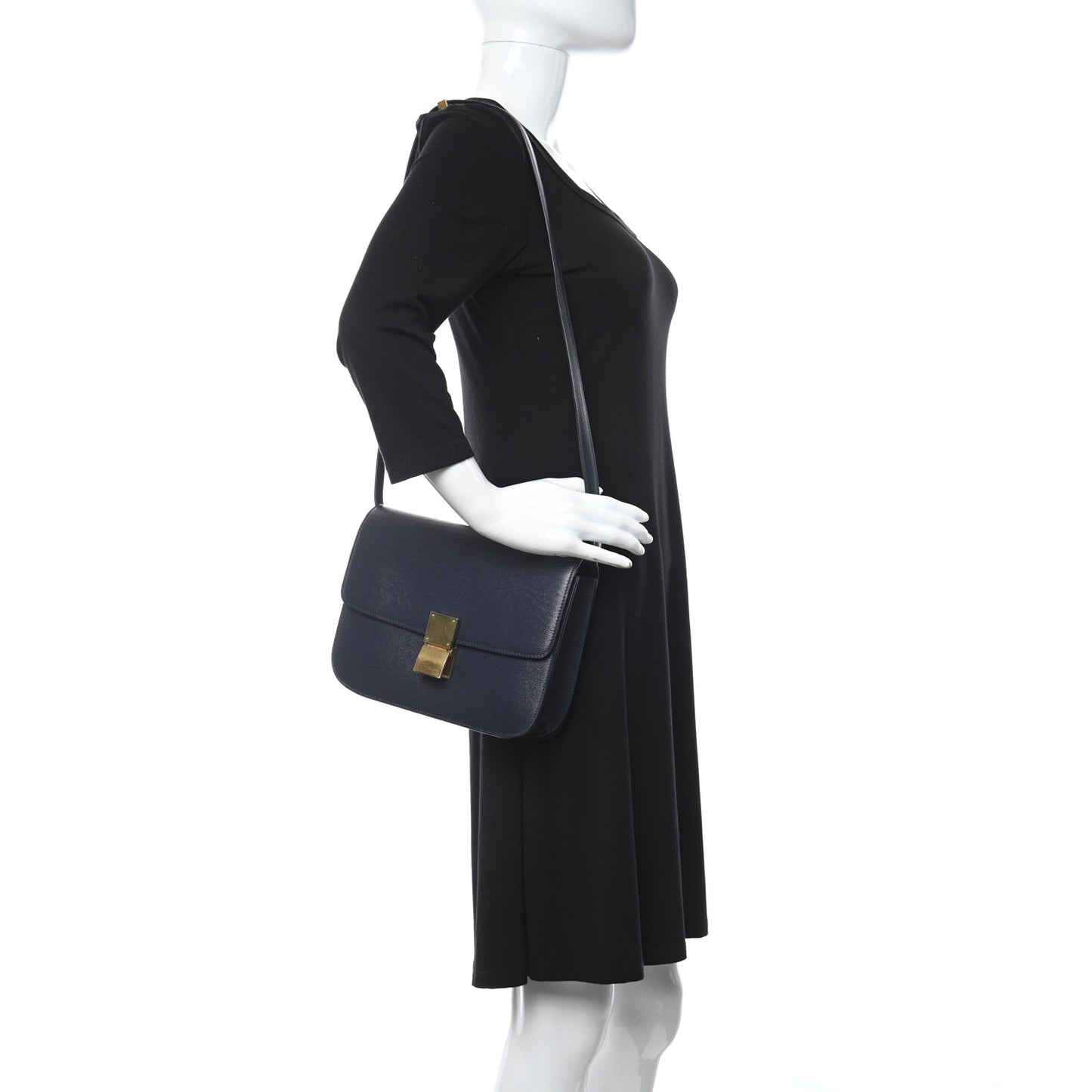Liege Calfskin Medium Classic Box Flap Bag Dark Blue