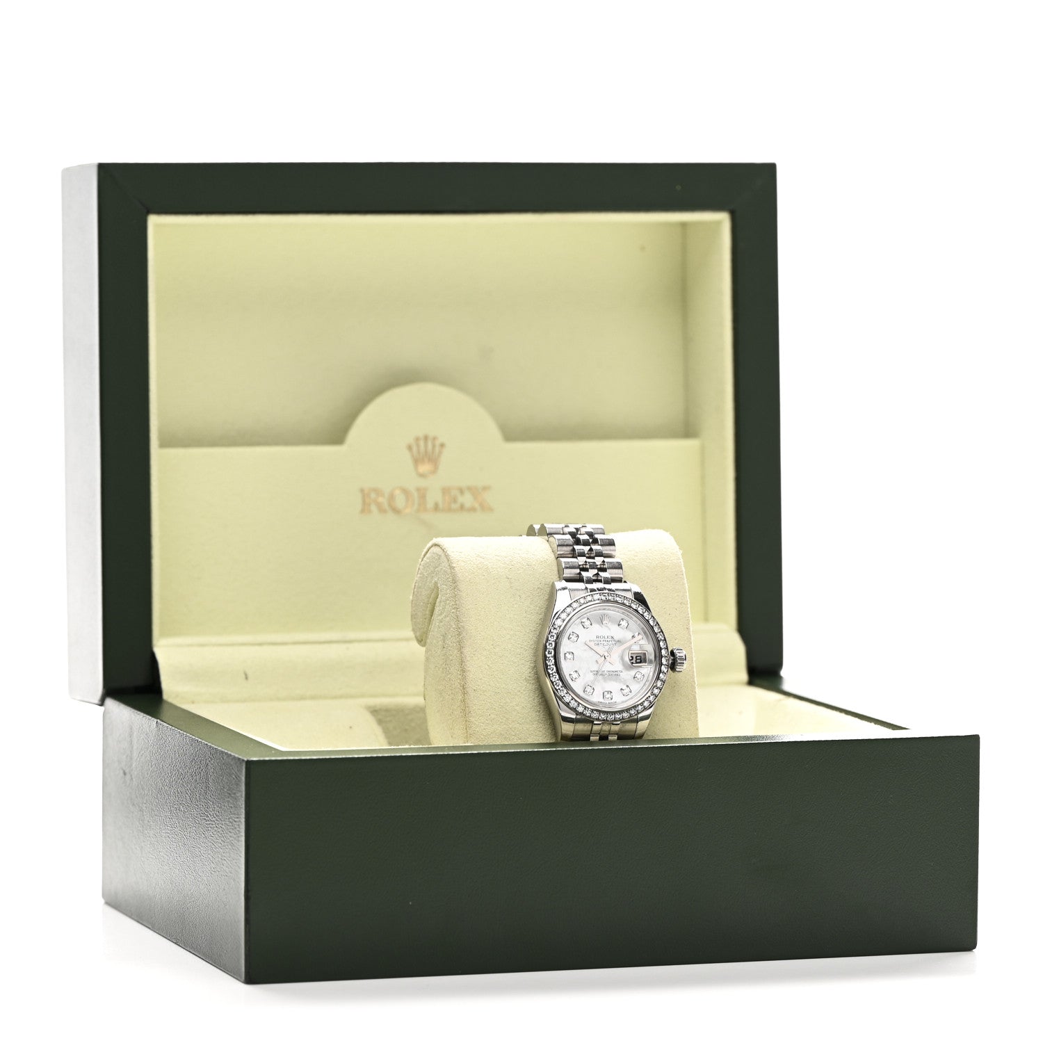 Rolex Stainless Steel 18K White Gold Diamond Mother of Pearl 26mm Oyster Perpetual Datejust Watch 179384 5 of 5