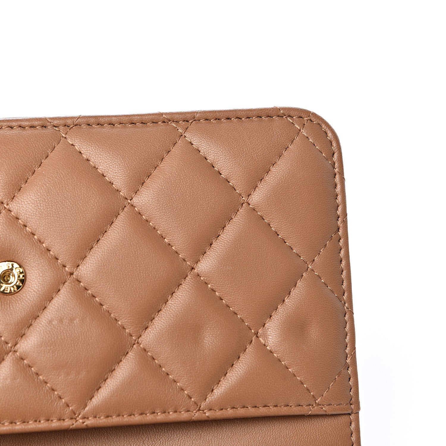 Chanel Lambskin Quilted Wallet on Chain WOC Dark Beige 16 of 23