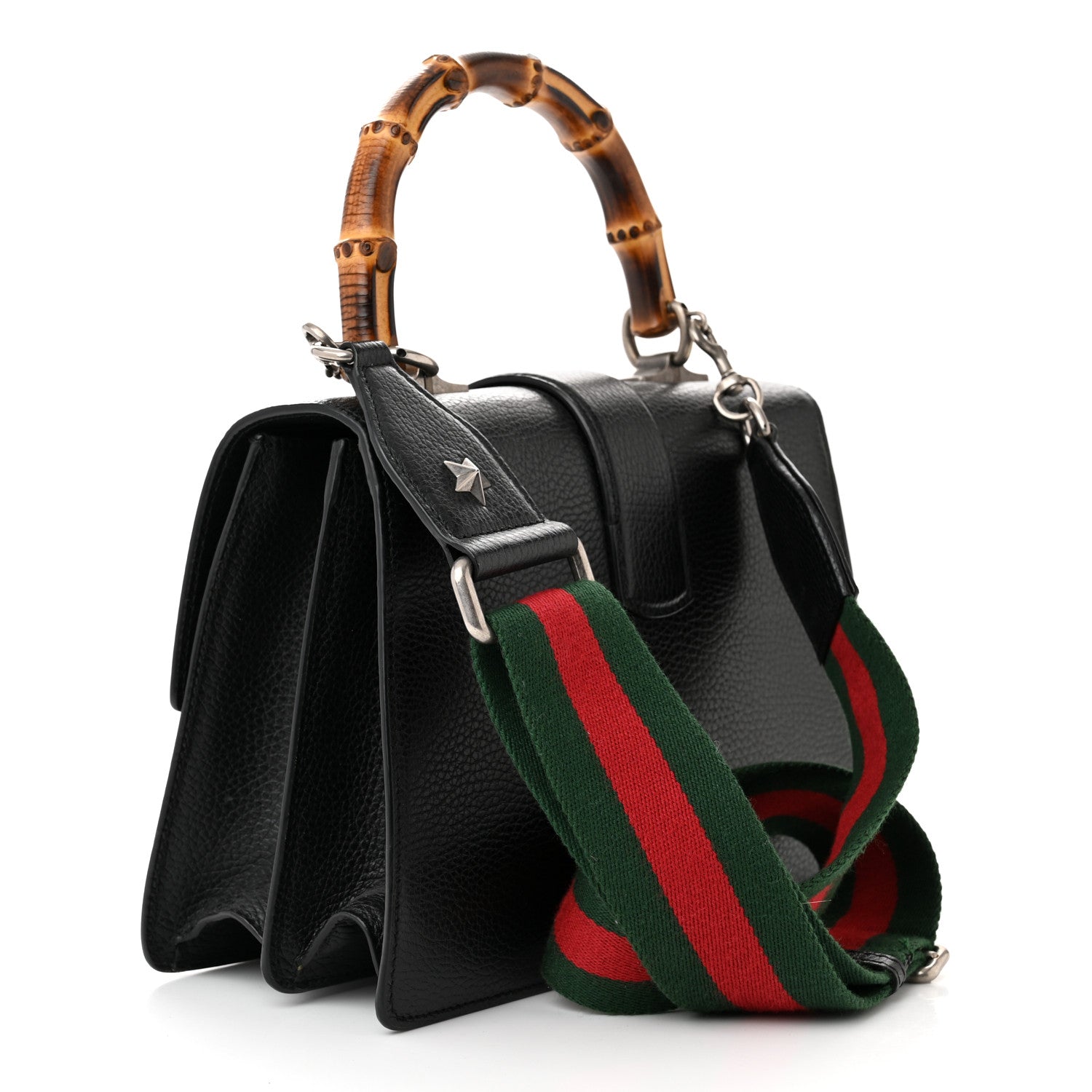 Gucci Dollar Calfskin Crystal Web Medium Dionysus Bamboo Top Handle Bag Black Black Diamond 2 of 11