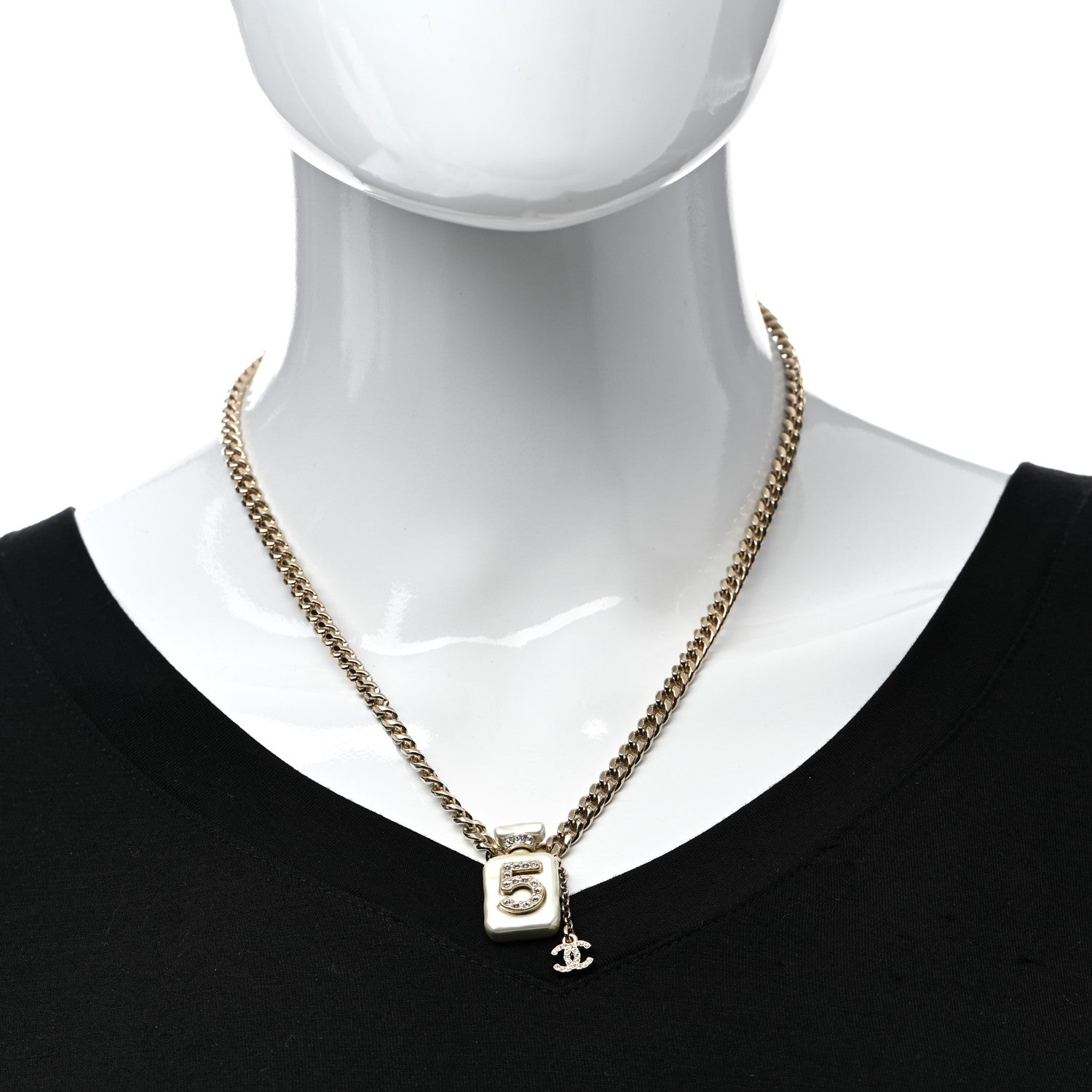 Chanel Resin Crystal CC No 5 Perfume Bottle Necklace 2 of 5
