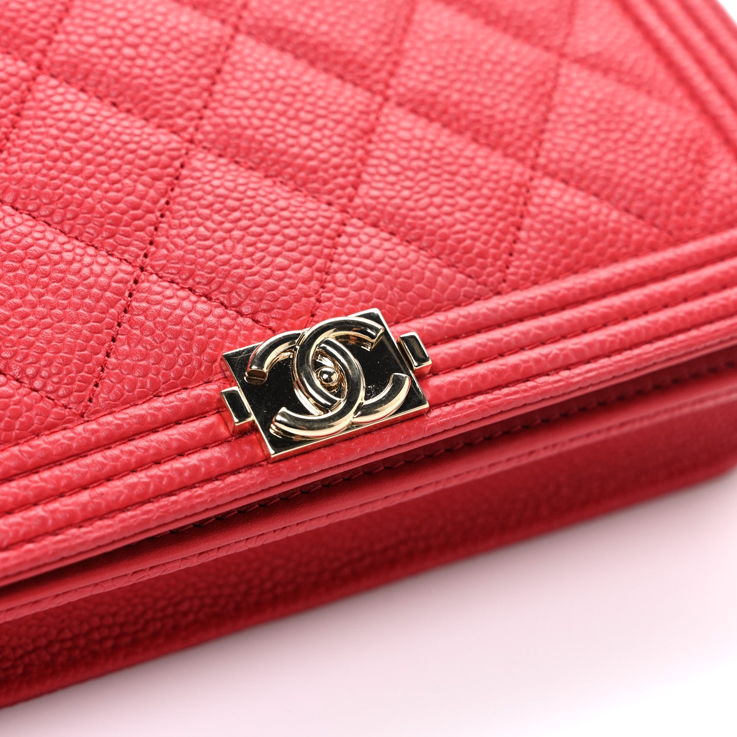 Chanel Caviar Quilted Boy Wallet On Chain WOC Red 14 of 14