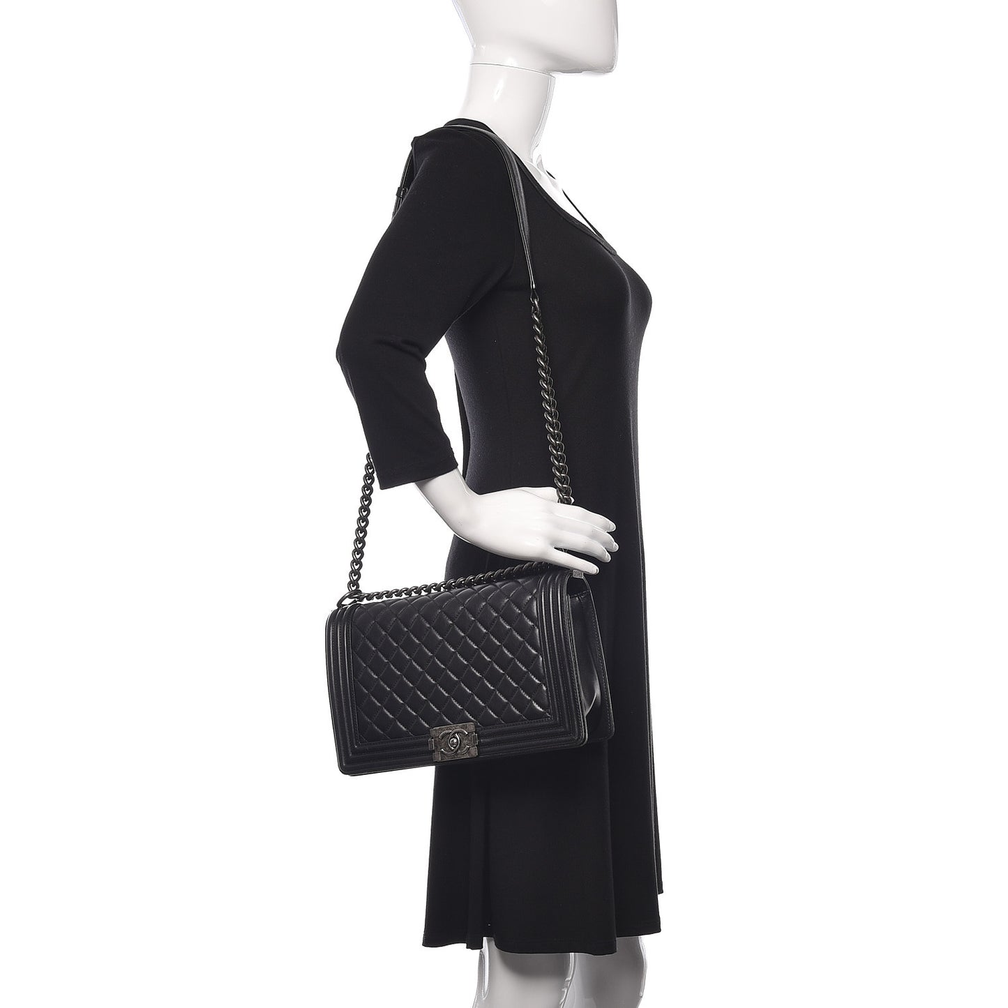 Lambskin Quilted New Medium Boy Flap Black