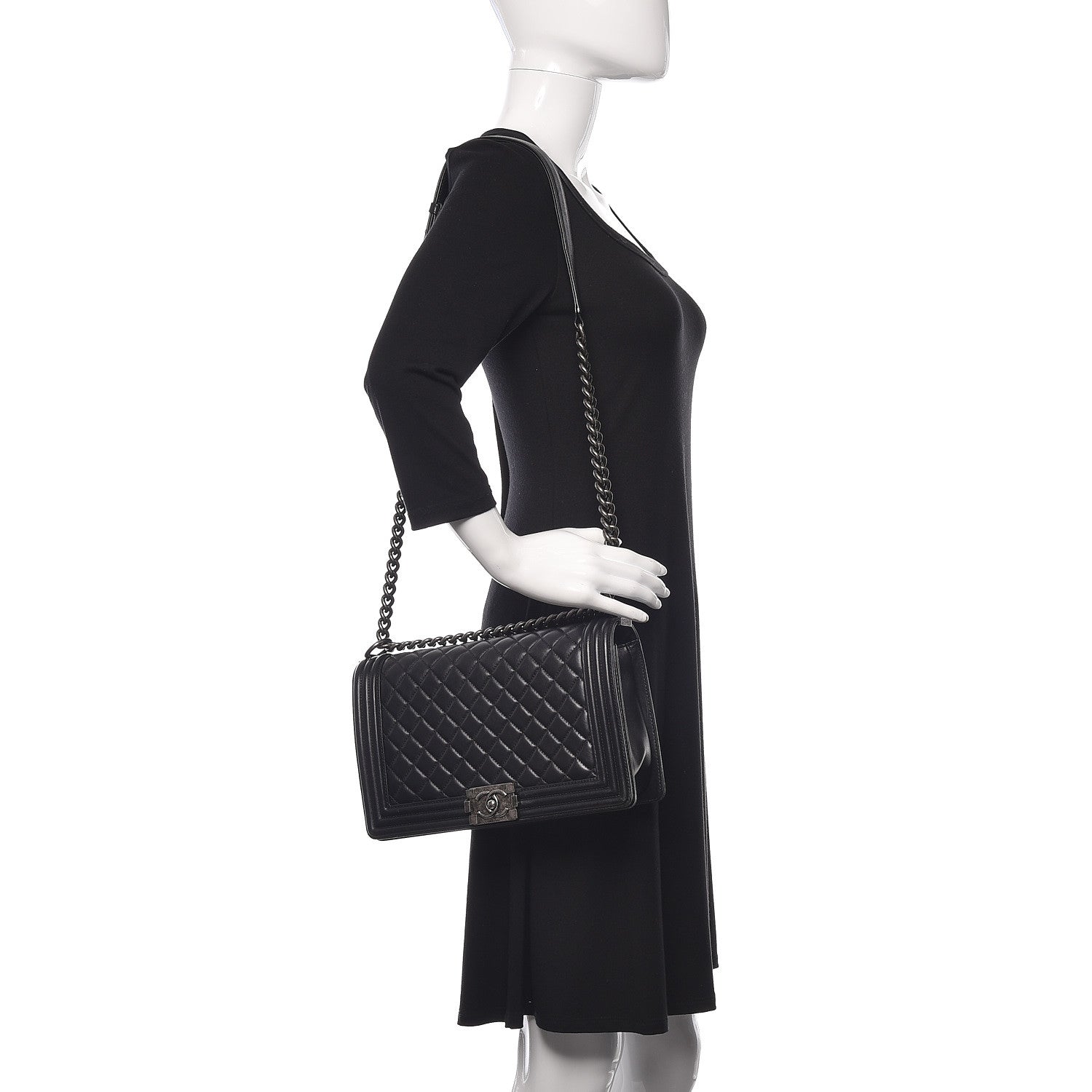 Chanel Lambskin Quilted New Medium Boy Flap Black 2 of 15