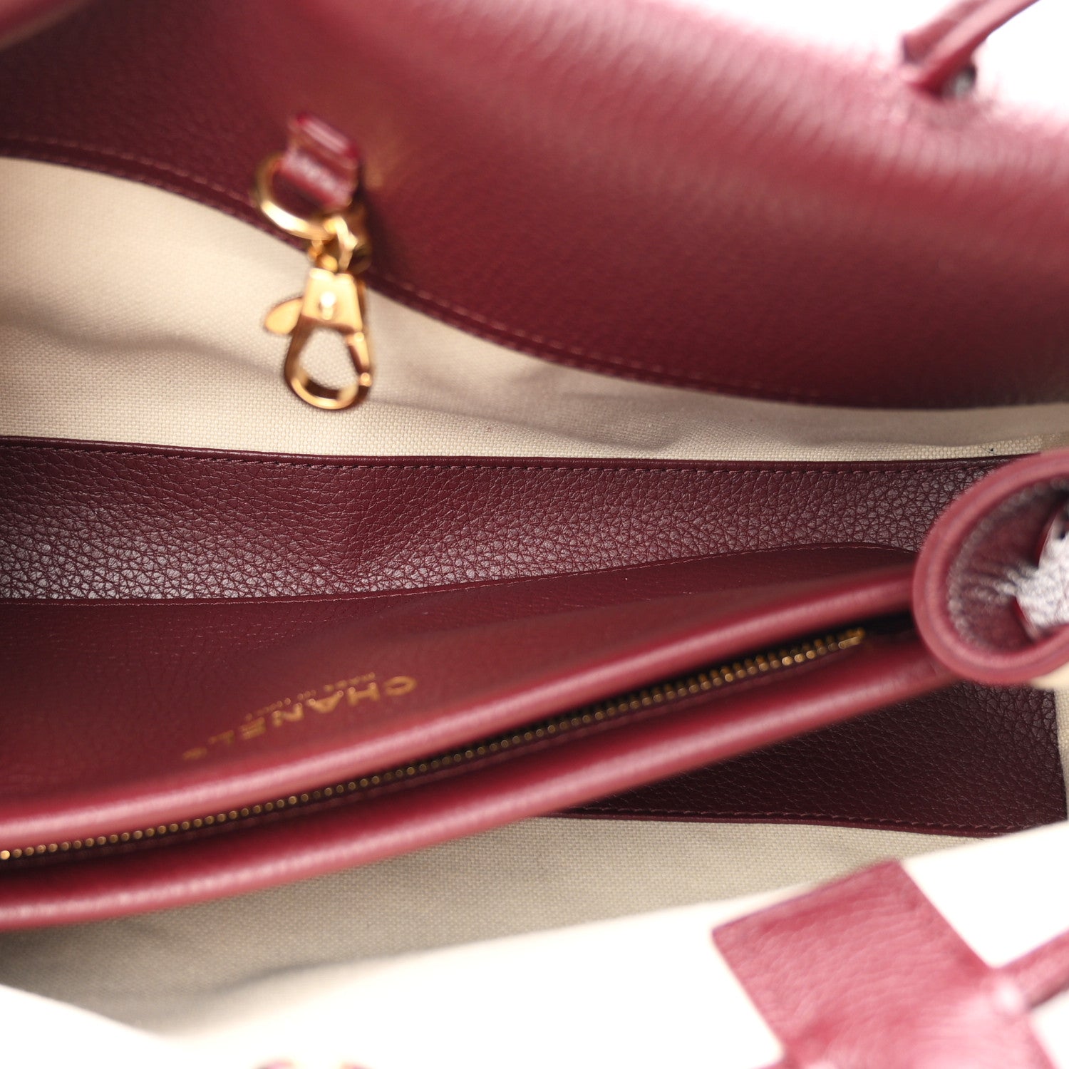 Chanel Grained Calfskin Stitched Urban Essentials Small Shopping Bag Burgundy 5 of 10