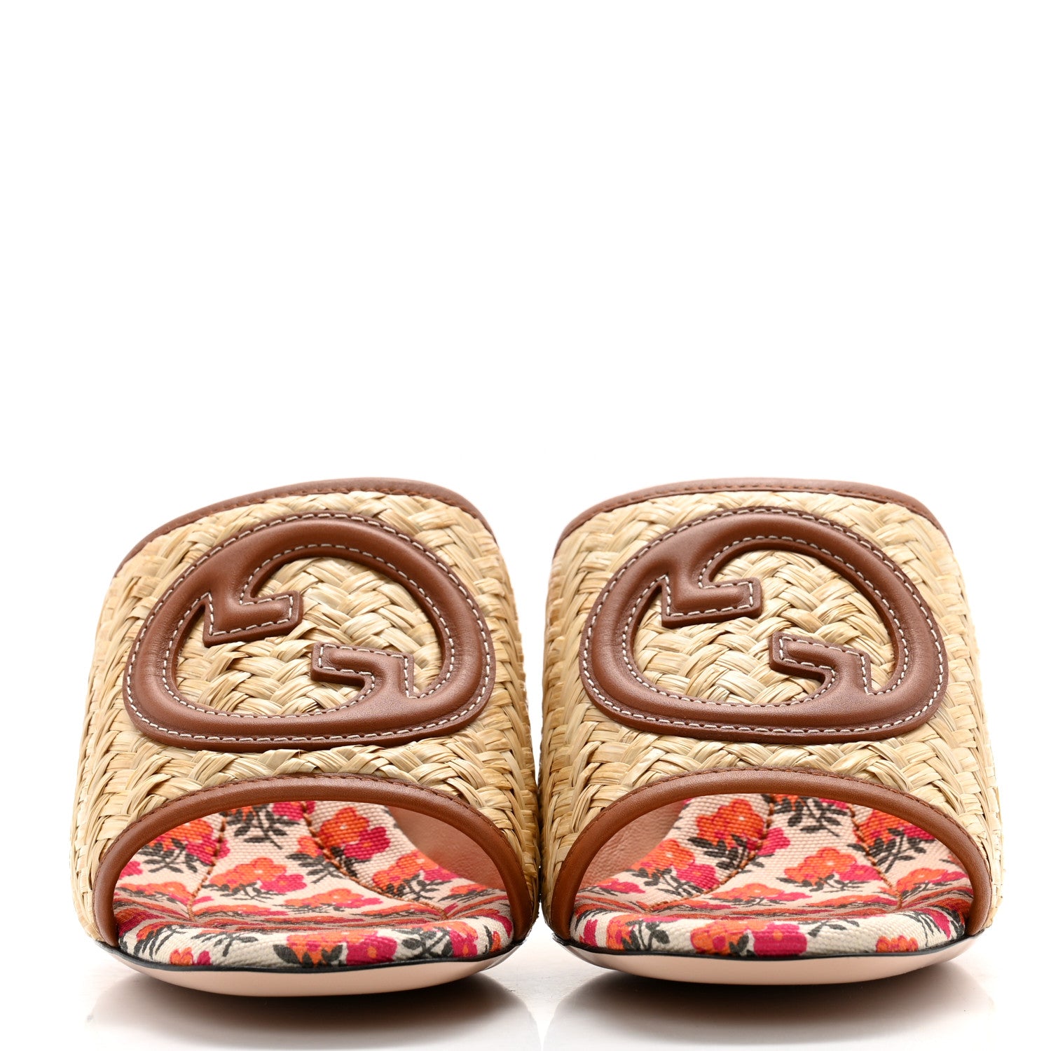 Gucci Raffia Malaga Kid Interlocking G Sandals 39.5 Natural 2 of 9
