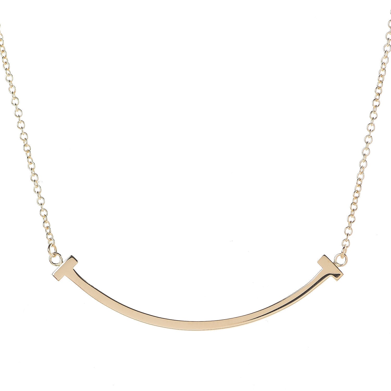 Tiffany 18K Yellow Gold Small T Smile Pendant Necklace 4 of 7