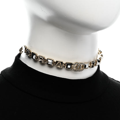 Chanel Baguette Crystal Logo CC Choker Necklace Gold 2 of 5