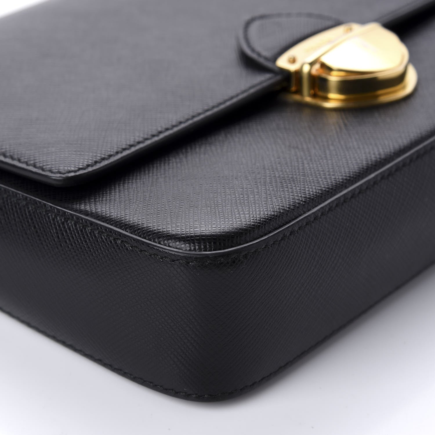 Prada Saffiano Pushlock Chain Crossbody Bag Black 6 of 9