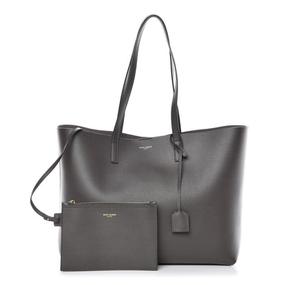 Saint Laurent Calfskin Large Shopping Tote Coal 1 of 10