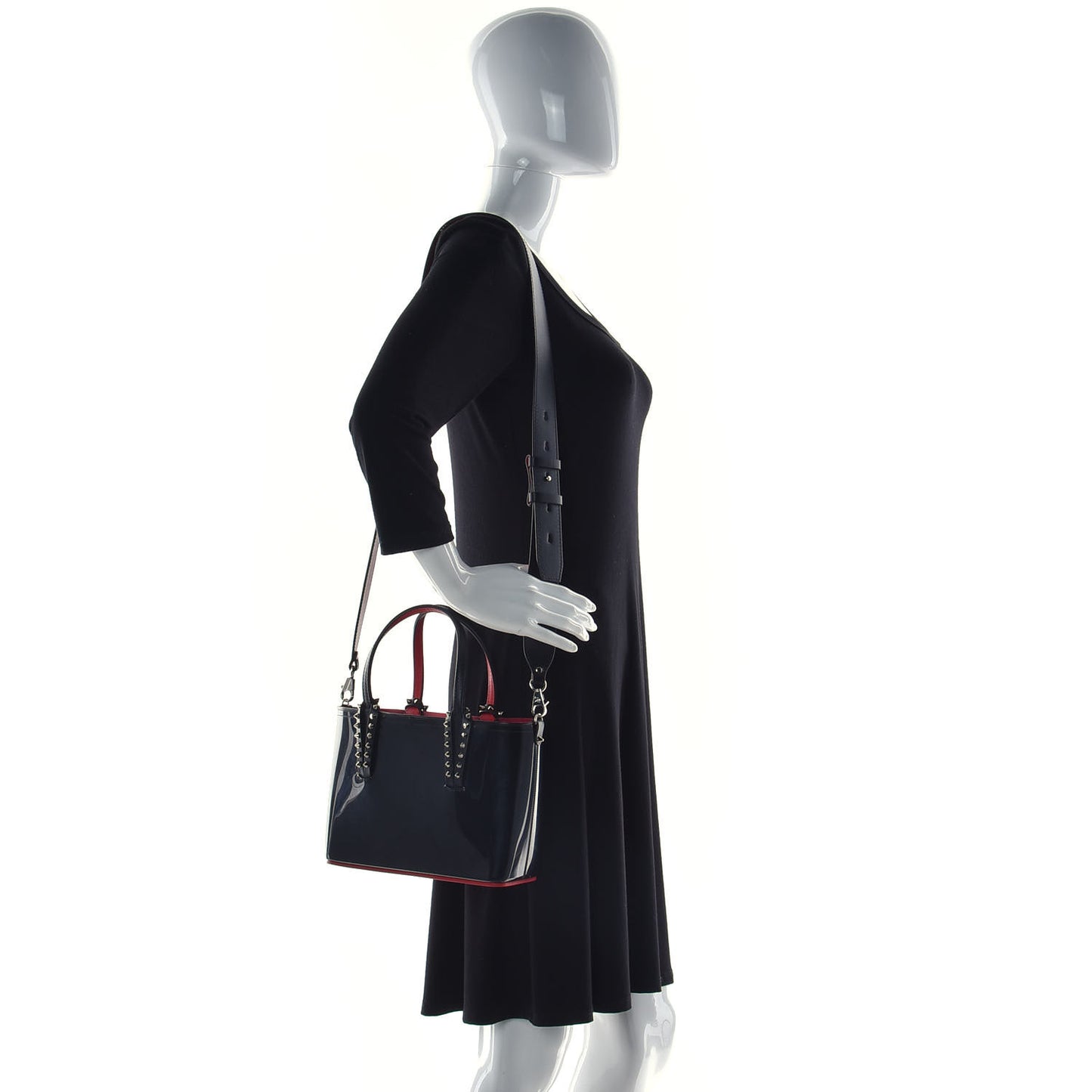 PVC Spikes Mini East West Cabata Tote Black
