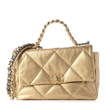 Chanel Goatskin Quilted Large 19 Flap Gold 1 of 11