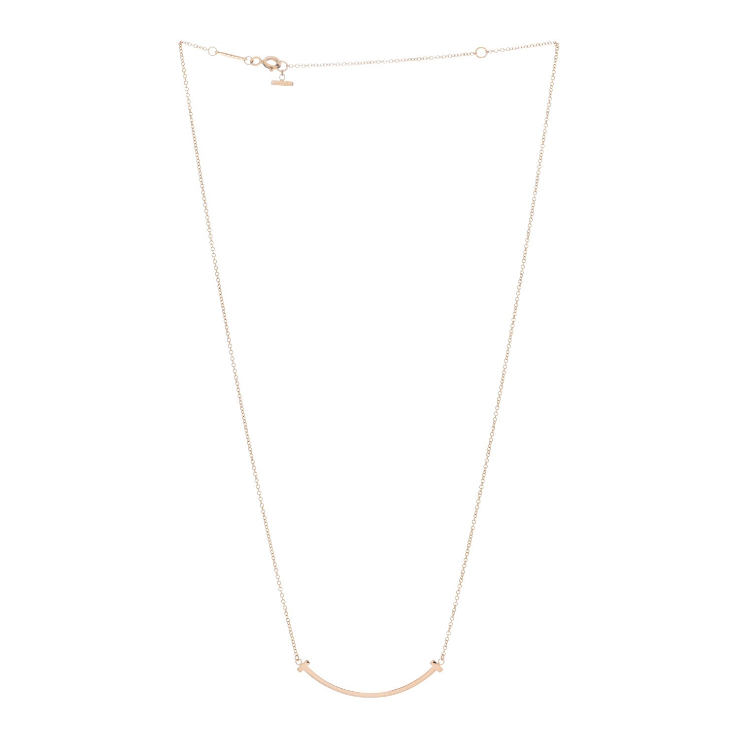 Tiffany 18K Rose Gold Small T Smile Pendant Necklace 2 of 5