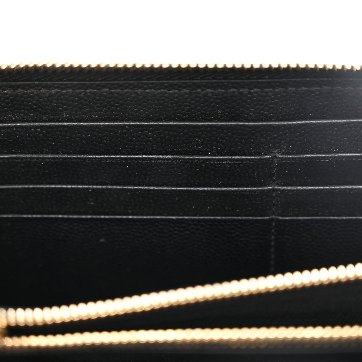 Saint Laurent Grain De Poudre Matelasse Chevron Monogram Zip Around Wallet Black 9 of 13