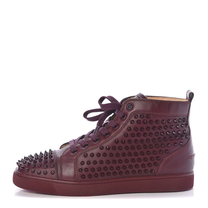 Christian Louboutin Calfskin Mens Louis Spikes Flat Sneakers 43 Lie De Vin 1 of 11