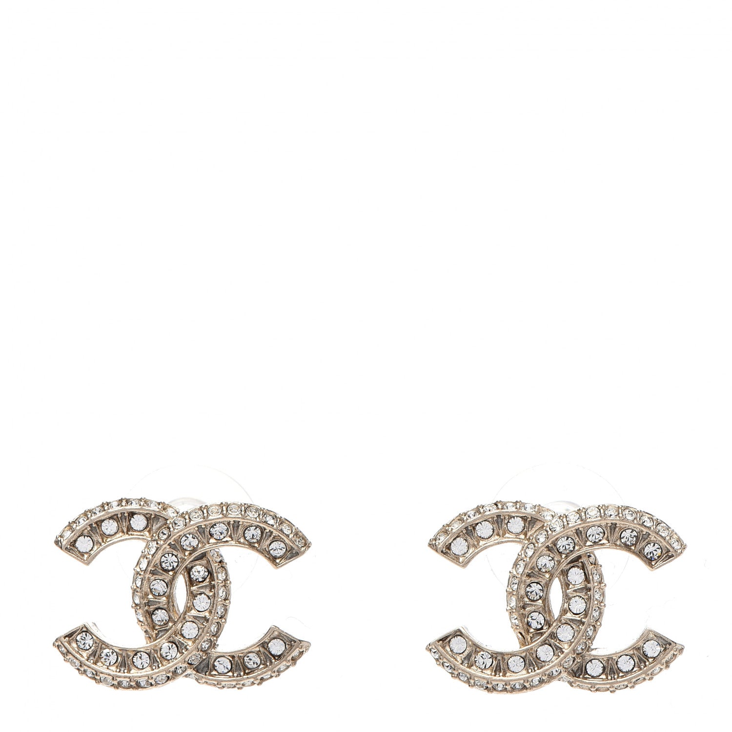 Chanel Crystal Timeless CC Earrings Light Gold 1 of 5