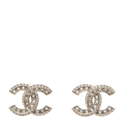 Chanel Crystal Timeless CC Earrings Light Gold 1 of 5