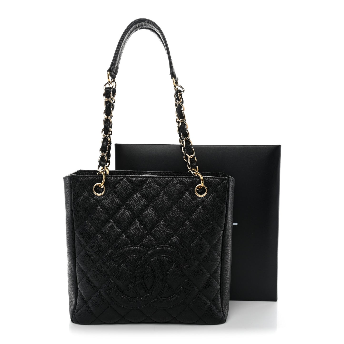 Caviar Quilted Petit Shopping Tote PST Black