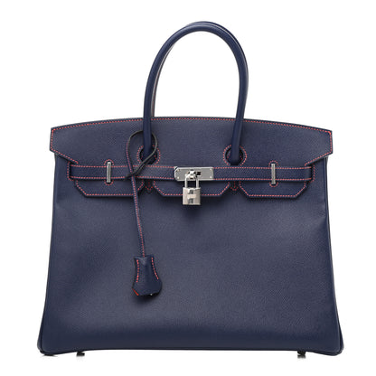 Hermes Epsom Horseshoe Birkin 35 Bleu Saphir Capucine 1 of 10
