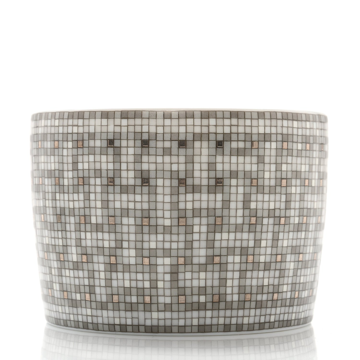 Hermes Porcelain Mosaique Au 24 Platine Tea Cup And Saucer Platinum 2 of 9