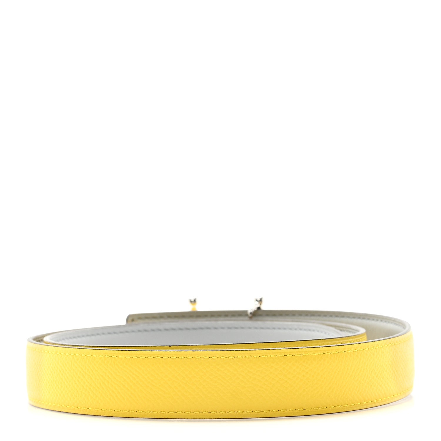 Hermes Epsom Swift 24mm Mors H Belt 80 32 Jaune De Naples Bleu Glacier 2 of 4