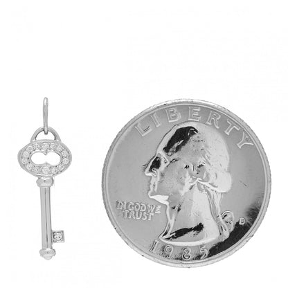 Tiffany Platinum Diamond Mini Oval Key Pendant 2 of 3