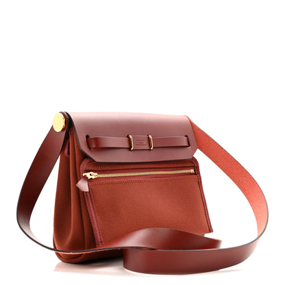 Hermes Military Toile Vache Hunter Herbag Zip Retourne 20 Rouge H 3 of 12