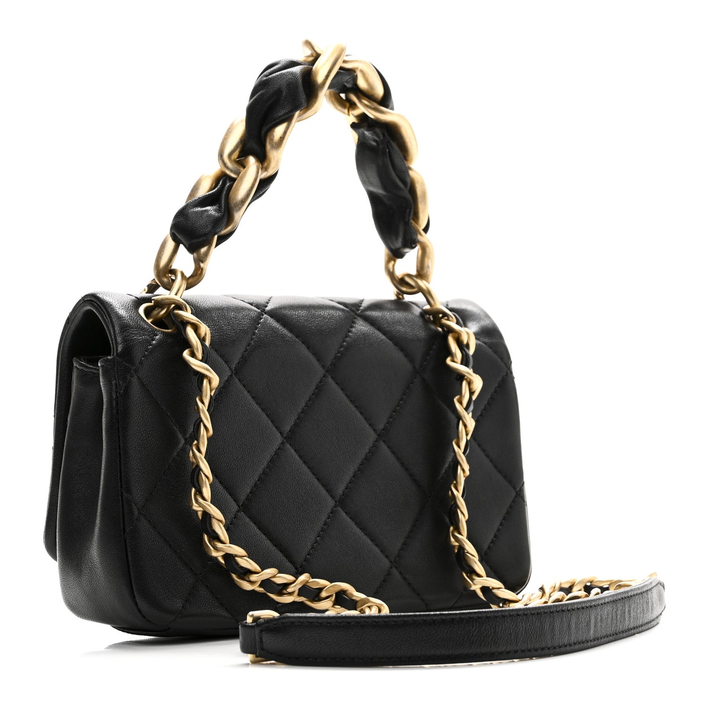 Shiny Lambskin Small Chain Is More Flap Black