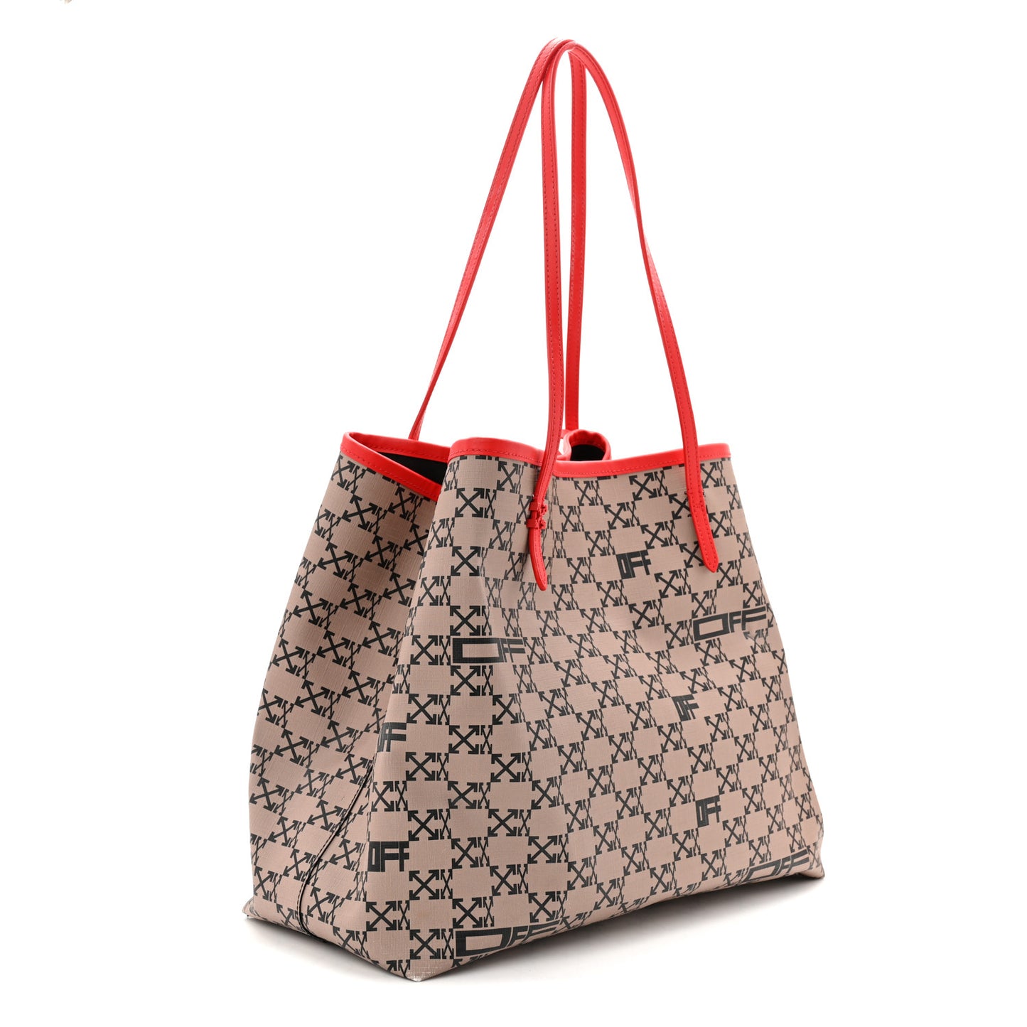 Coated Canvas Arrow Print Day Off Tote Bag Beige