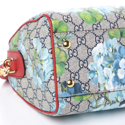 Gucci GG Supreme Monogram Blooms Small Boston Beige Blue Navy Hibiscus Red 8 of 9