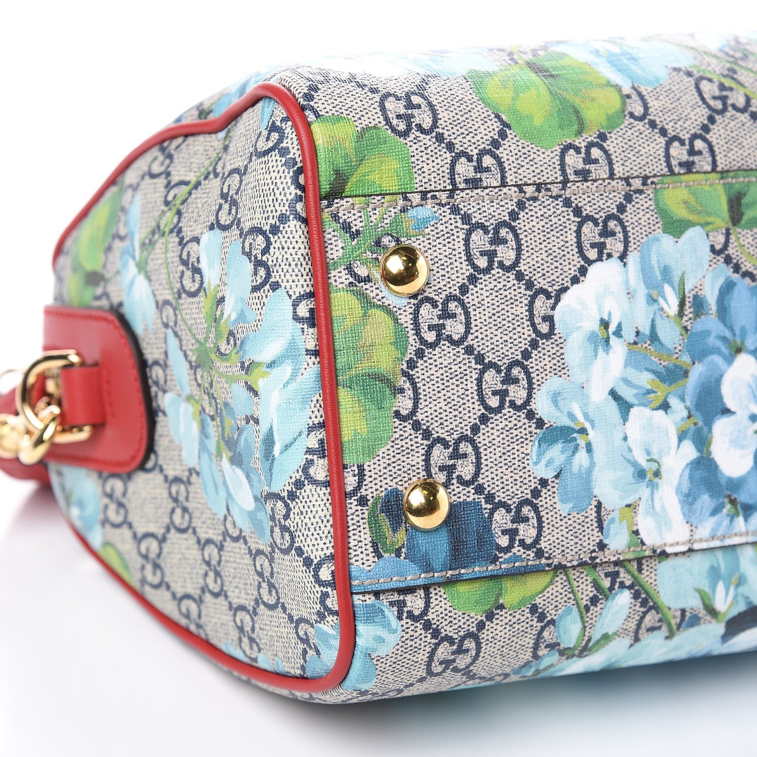 Gucci GG Supreme Monogram Blooms Small Boston Beige Blue Navy Hibiscus Red 8 of 9
