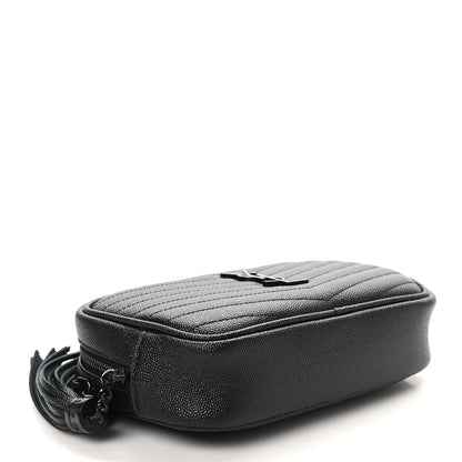 Saint Laurent Grain De Poudre Matelasse Monochrome Monogram Mini Lou Camera Bag Black 4 of 11