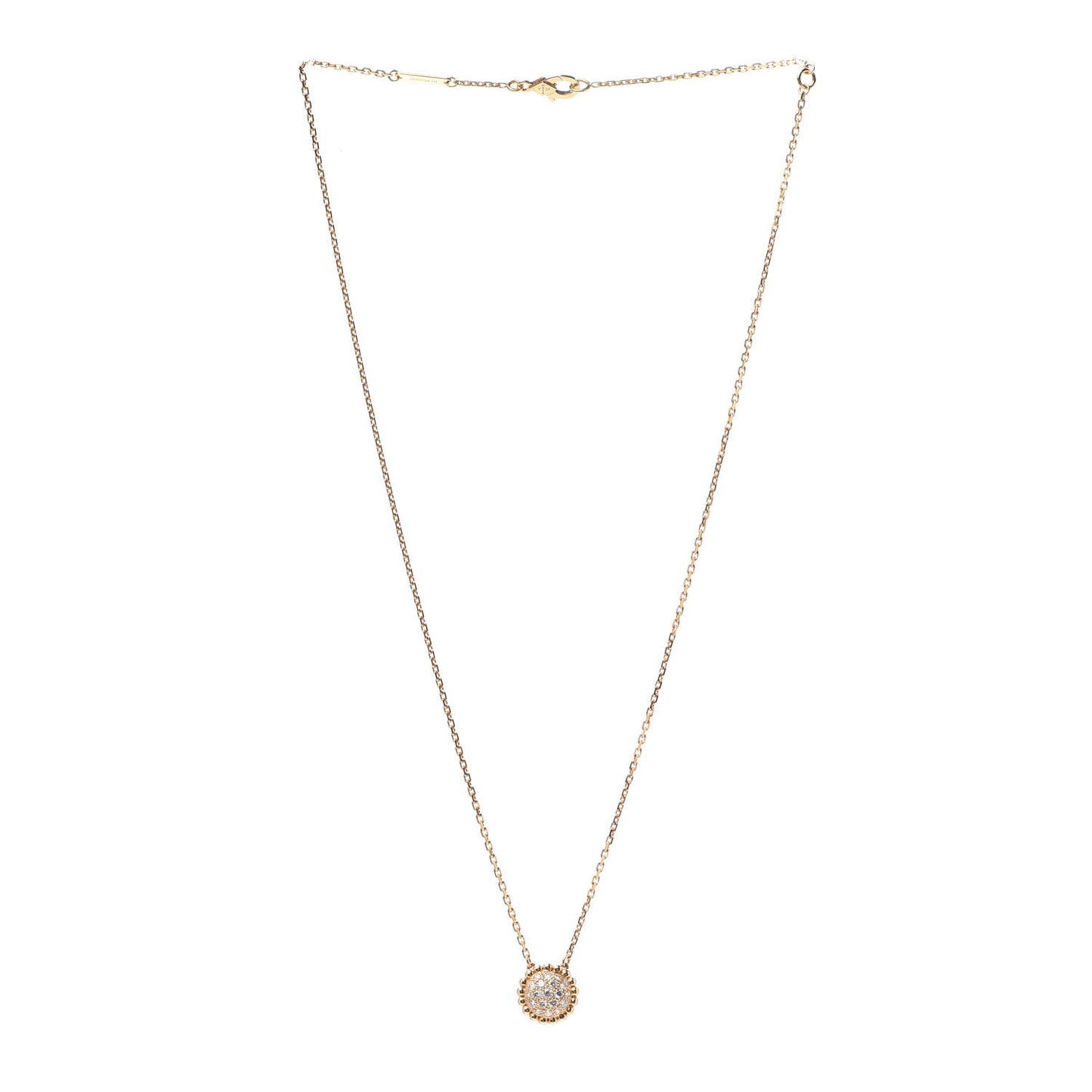18K Yellow Gold Diamond Perlee Pendant Necklace