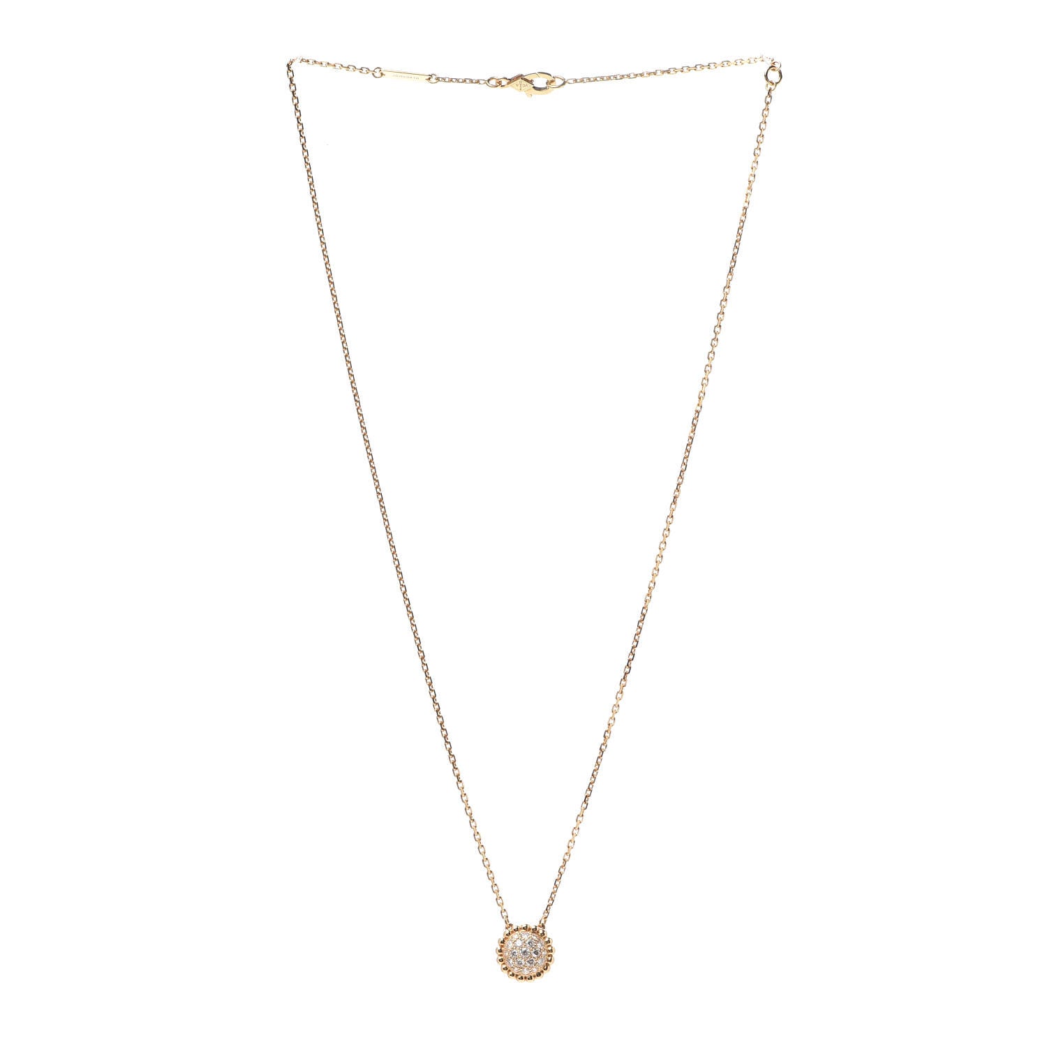 Van Cleef & Arpels 18K Yellow Gold Diamond Perlee Pendant Necklace 3 of 7