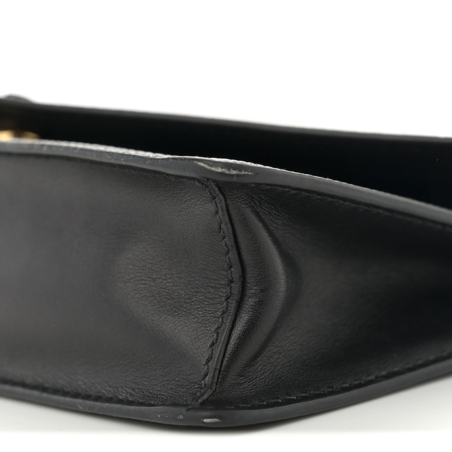 Saffiano Cuir Calfskin Monochrome Envelope Wallet on Chain Shoulder Bag Black