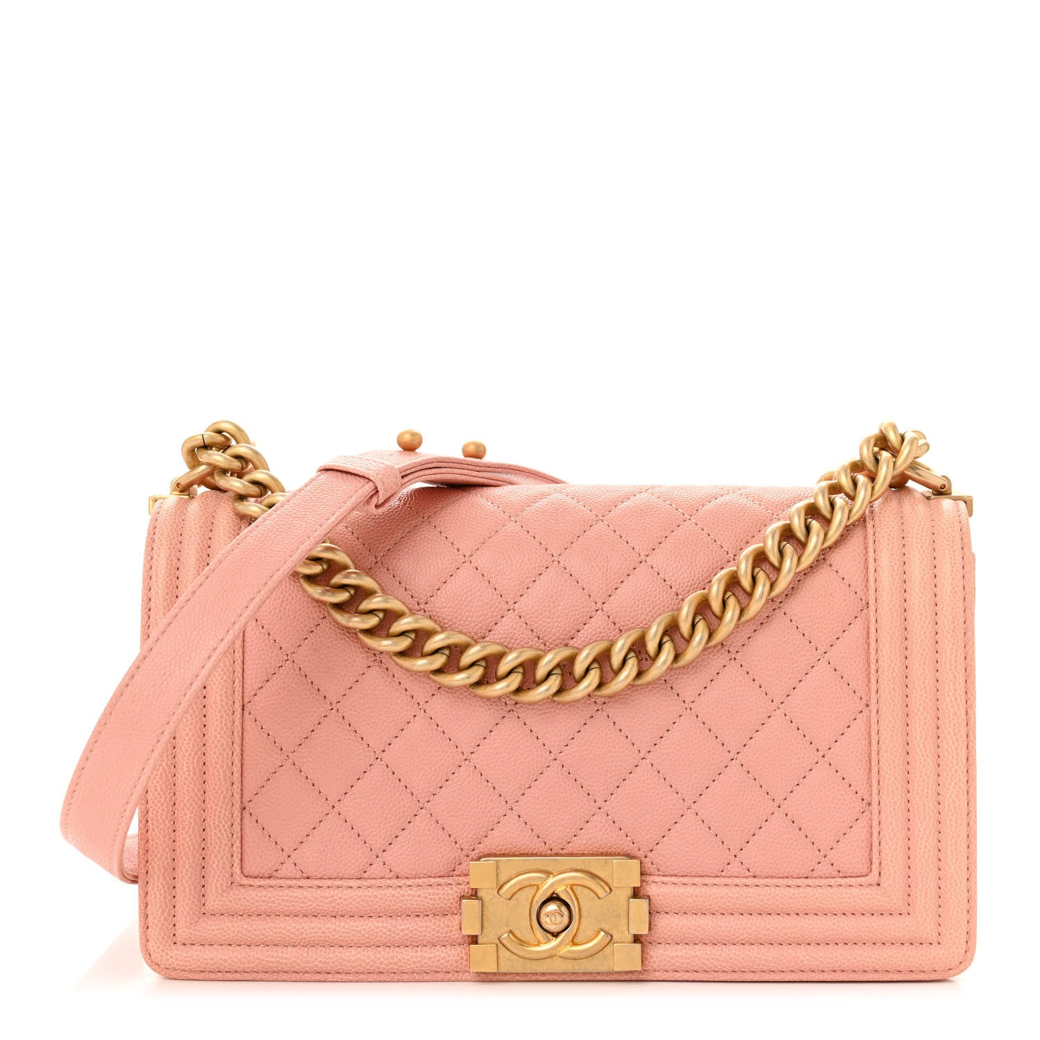 Chanel Caviar Quilted Medium Boy Flap Light Beige 1 of 10