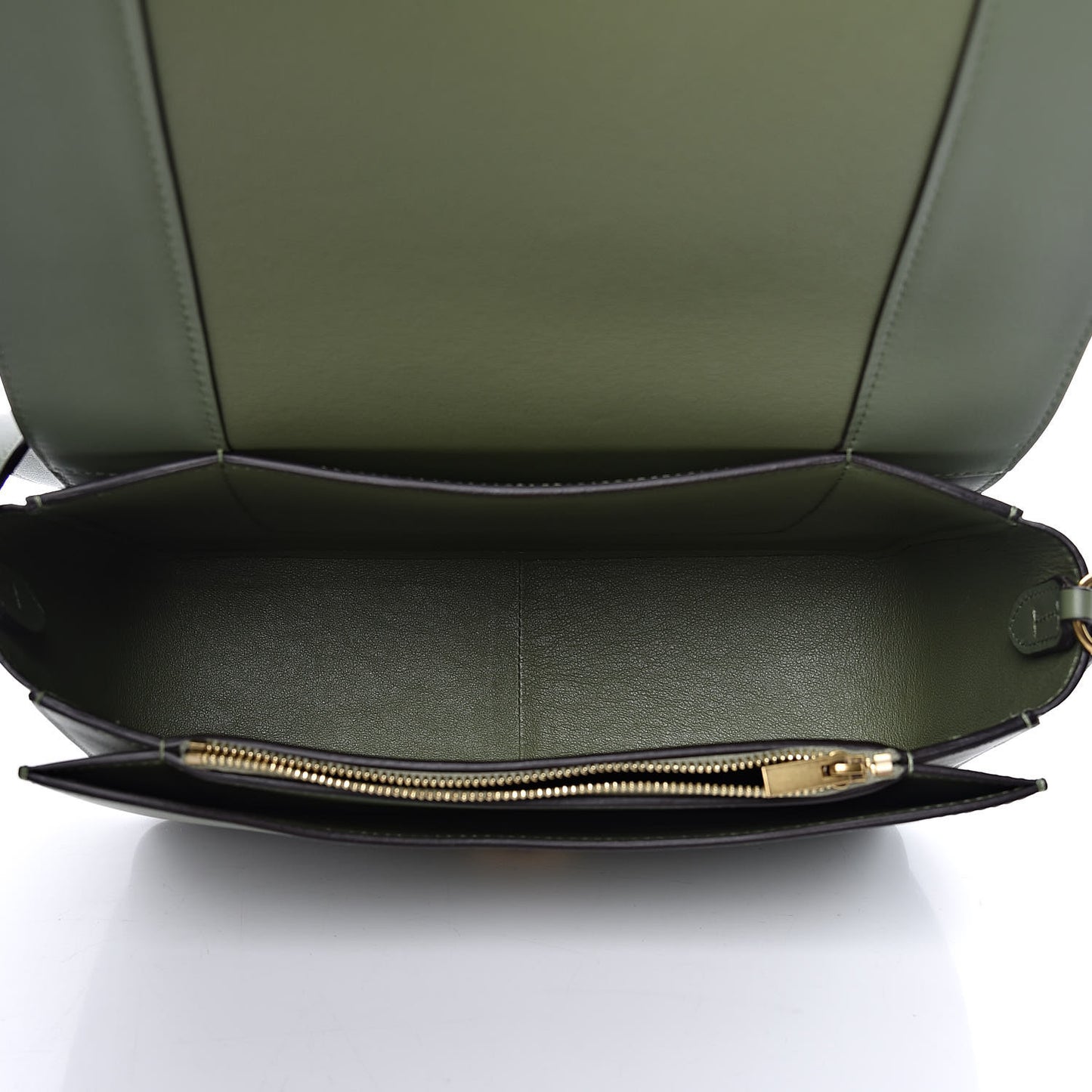Shiny Smooth Calfskin Medium Frame Shoulder Bag Olive Pastel Green