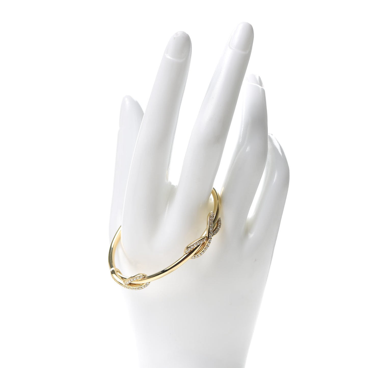 18K Yellow Gold Diamond Double Infinity Cuff Bracelet