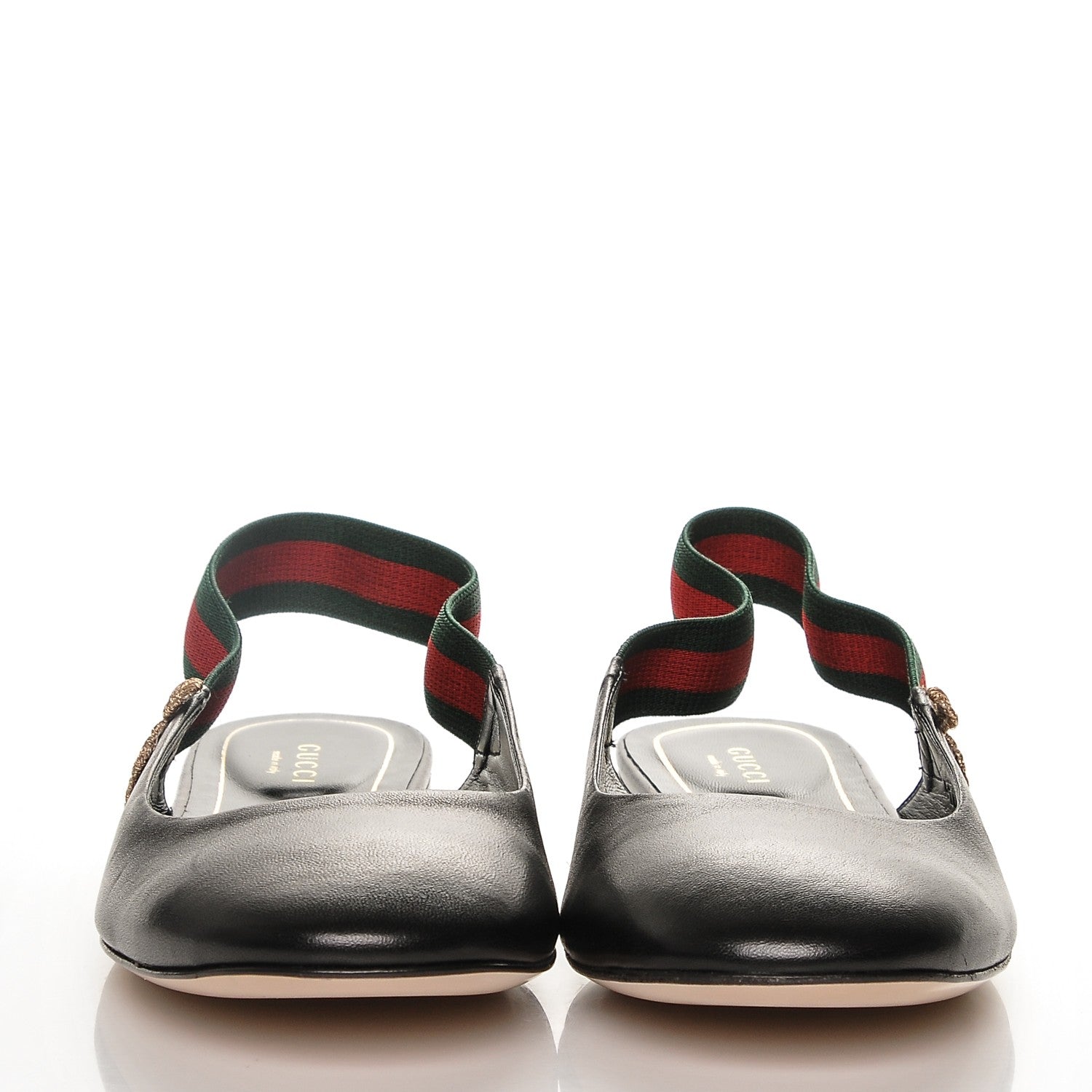 Gucci Calfskin Bayadere Bee Slingback Flats 39.5 Nero Black 2 of 8