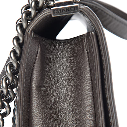 Chanel Metallic Calfskin Quilted Medium Boy Flap Dark Silver 18 of 19