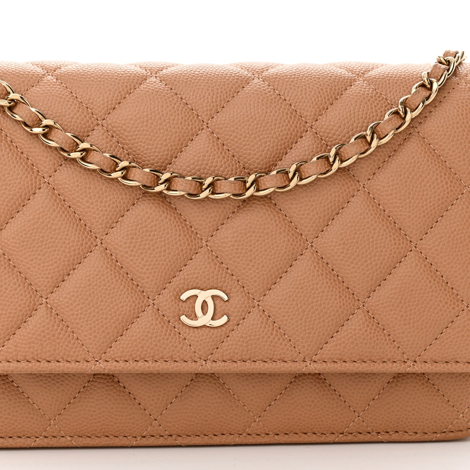 Chanel Caviar Quilted Wallet on Chain WOC Dark Beige 10 of 13
