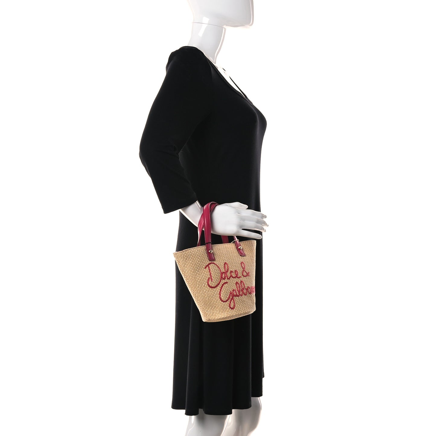 Woven Raffia Mini Kendra Logo Tote Pink Multicolor