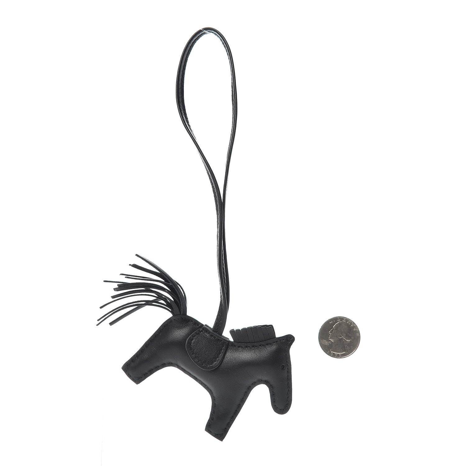 Hermes Milo Lambskin Grigri Rodeo Horse Bag Charm PM So Black 2 of 5
